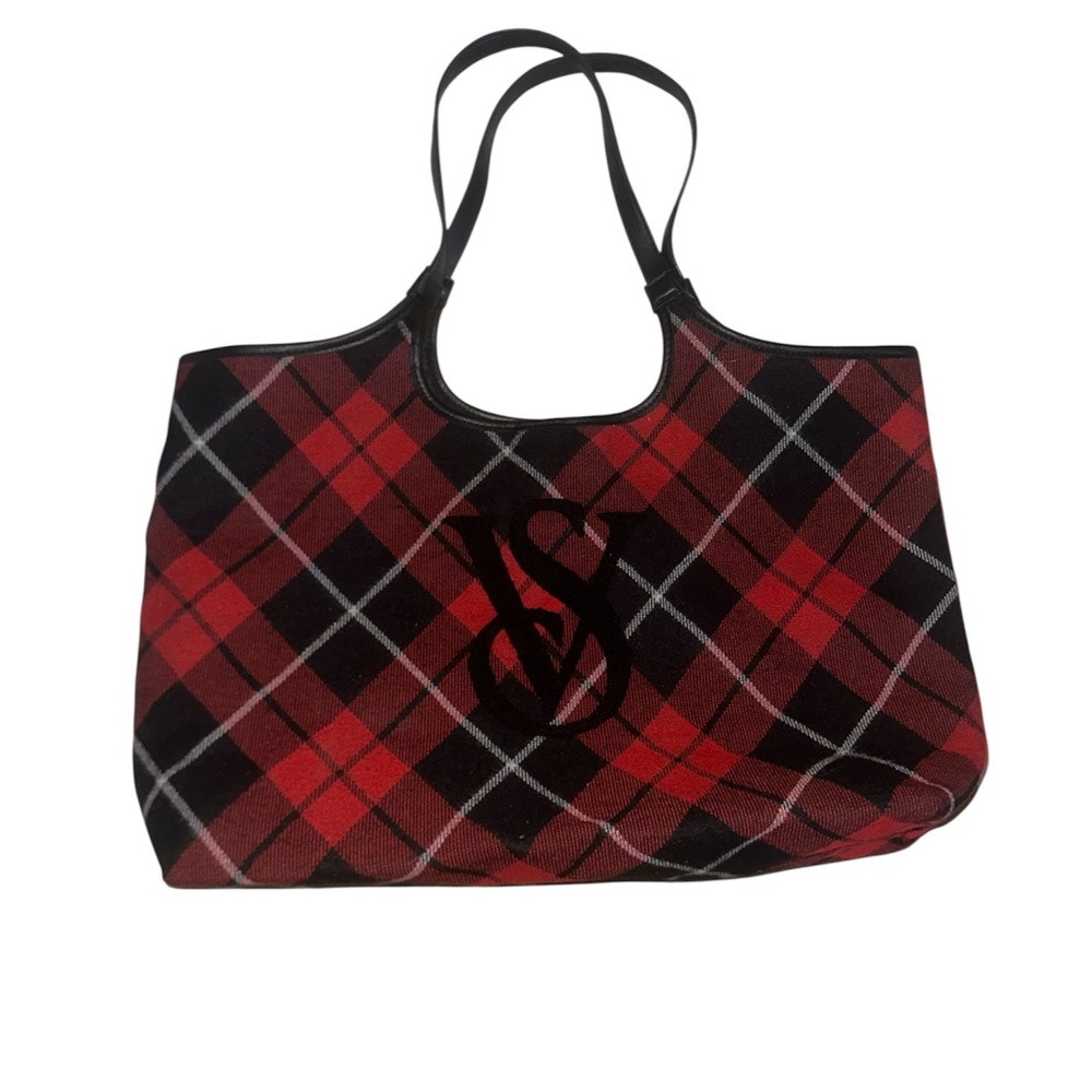 Victoria's Secret Red and Black Plaid Tote